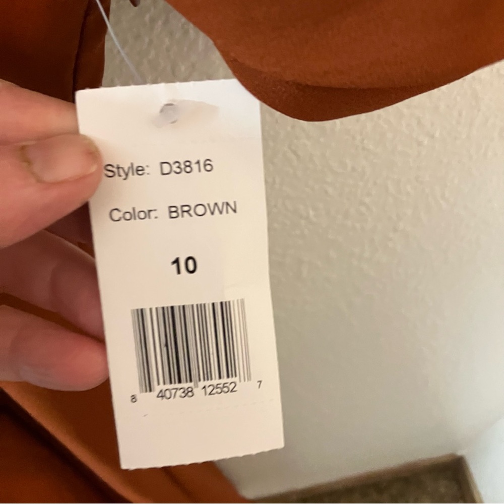 NWT Alexia Admor August Brown Drape Fit N Flare Midi Dress - 10 - Picture 4 of 12